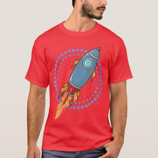 T-shirt Womens Space Rocket Space Ship Comic Missile VNeck