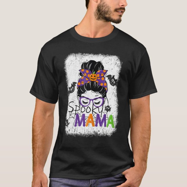 T-shirt Womens Spooky Mama Pumpkin Bow (Devant)