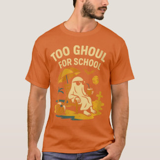 T-shirt Womens Summerween Ghost Too Ghoul for School Beach
