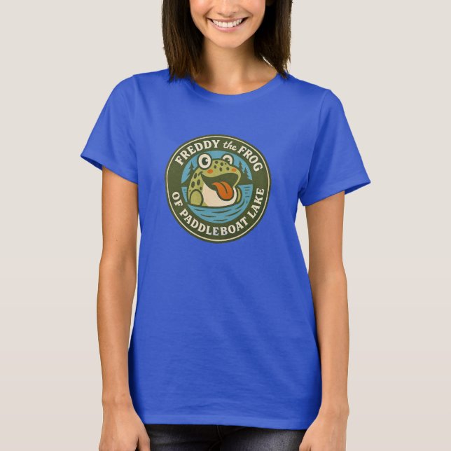T-shirt Women's Tee Funky Freddy the Frog Paddleboat Lake (Devant)