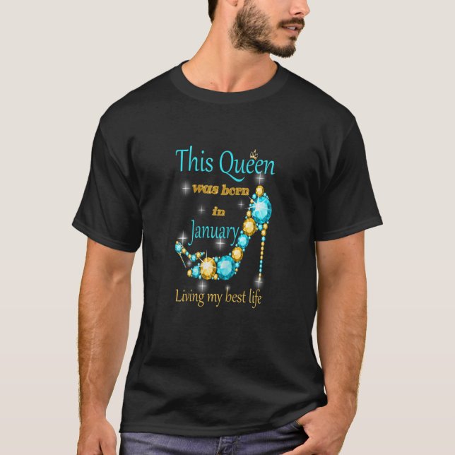 T-shirt Womens This Queen was Born In January Happy Brithd (Devant)