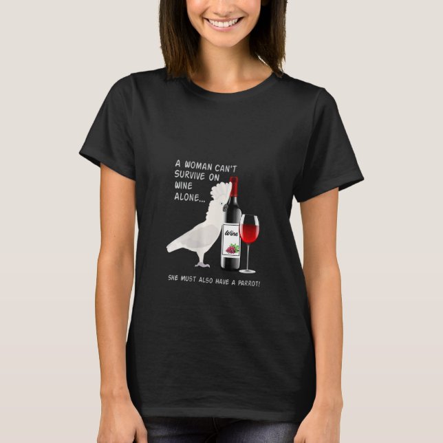 T-shirt Womens Umbrella Cockatoo Parrot Vin Aimer Drinki (Devant)