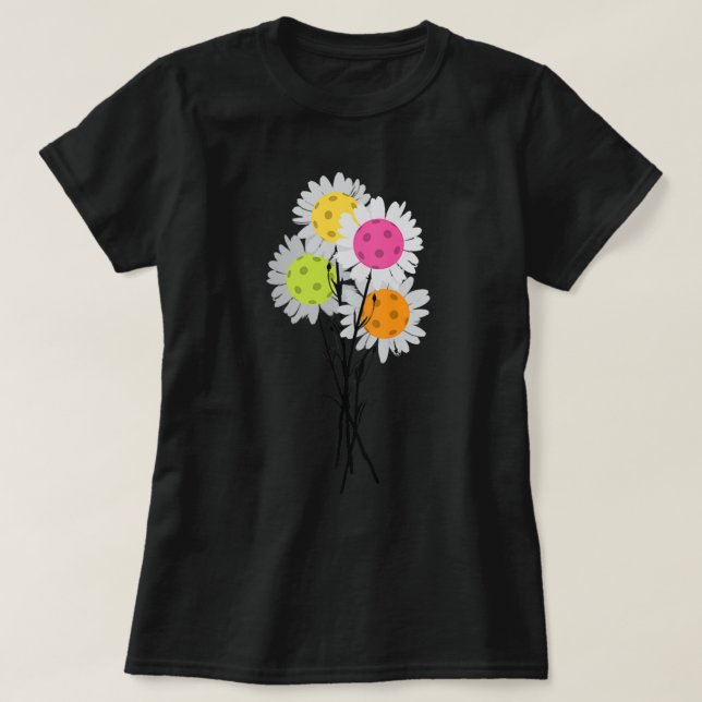 T-shirt Womens Valentine's Mother's Day Pickleball Flower  (Design devant)
