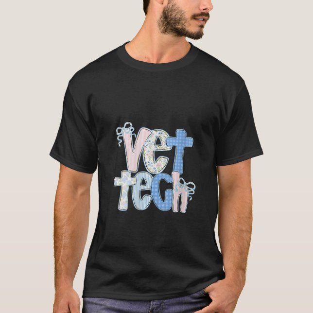 T-shirt Womens Vet Tech Floral Coquette Bow Veterinary Tec (Devant)