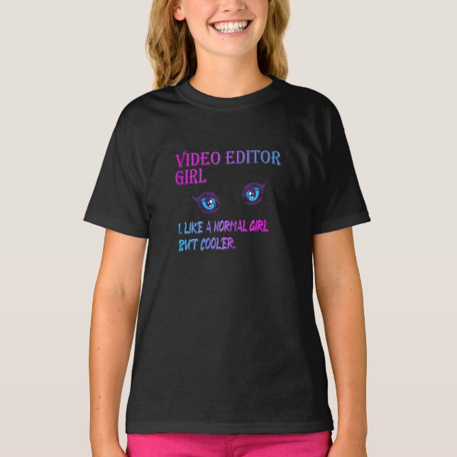 T-shirt Womens Video Editor Girl (Devant)