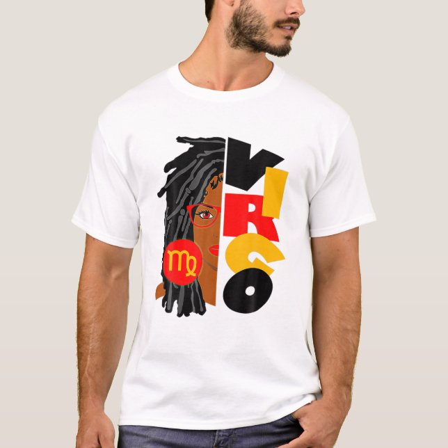 T-shirt Womens Virgo Girl Afro Locs Girl Zodiac Signs Birt (Devant)