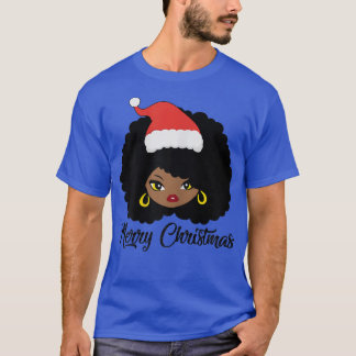 T-shirt Womens WNbd Santa Hat Black Girl Christmas Pajama 