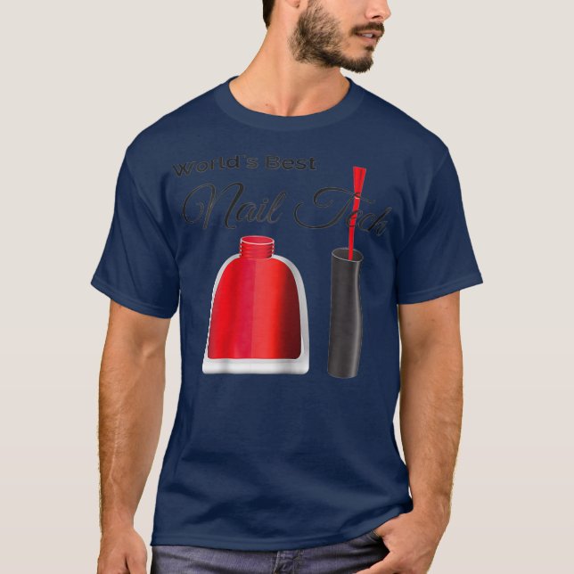 T-shirt Womens Worlds Best Nail Tech avec Red Polonais 4 (Devant)