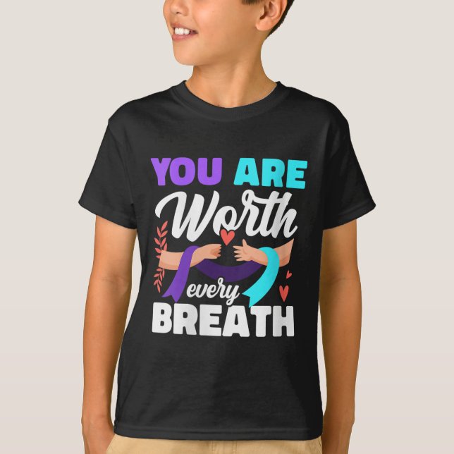 T-shirt Womens You Are Worth Every Breath Depression Aware (Devant)