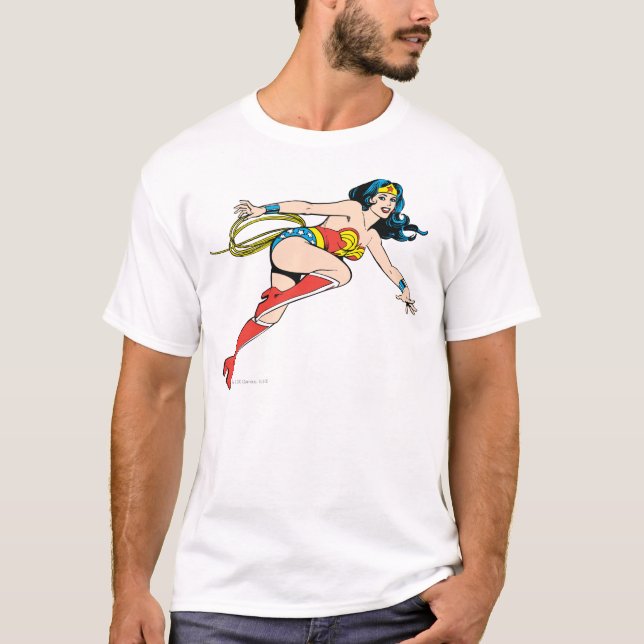 T-shirt Wonder Woman bondit à droite (Devant)