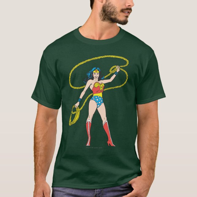 T-shirt Wonder Woman debout avec Lasso (Devant)