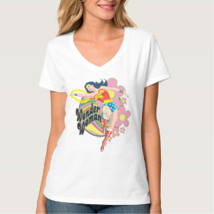 T-shirt Wonder Woman Flowers rétro