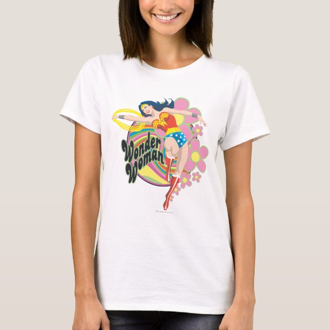 T-shirt Wonder Woman Flowers rétro (Devant)