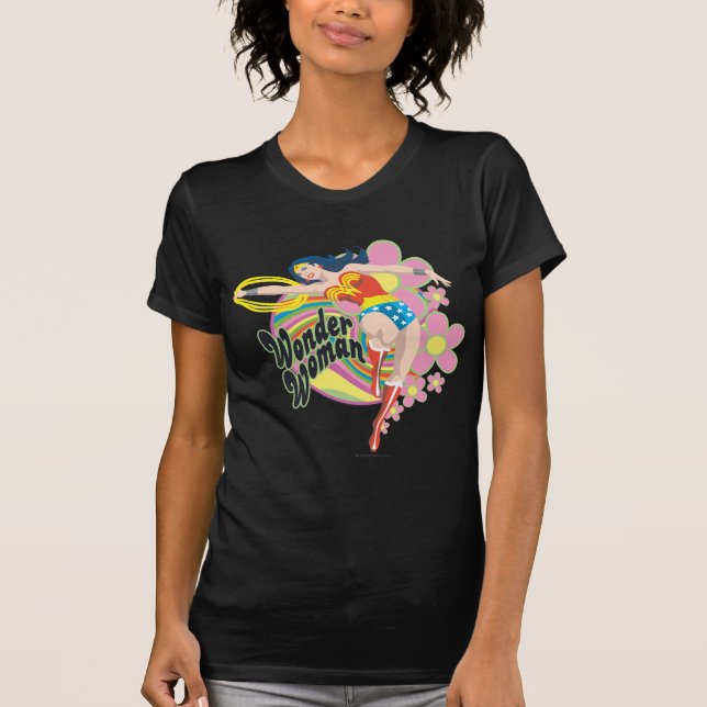T-shirt Wonder Woman Flowers rétro (Devant)