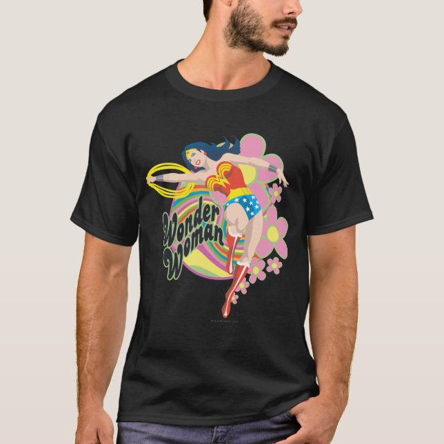 T-shirt Wonder Woman Flowers rétro (Devant)