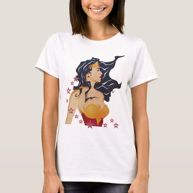 T-shirt Wonder Woman Profil rétrospectif Sunburst (Devant)