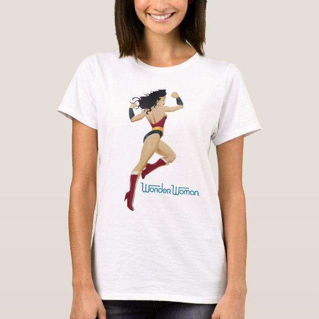 T-shirt Wonder Woman Retro City Sunburst and Stars (Devant)
