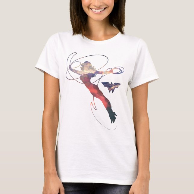T-shirt Wonder Woman Sunset Sky Silhouette (Devant)