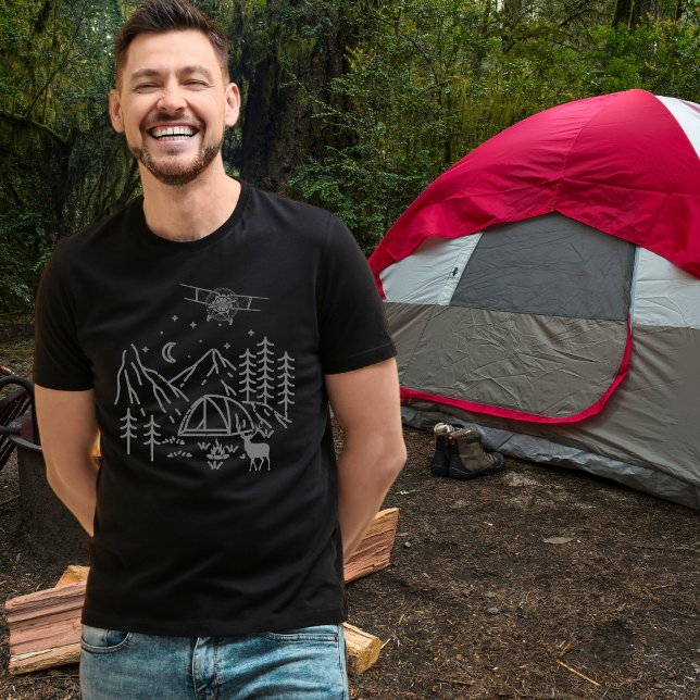 T-shirt Woodland Airplane Mountain, Pine tree, Rétro, Russ (Créateur téléchargé)