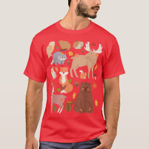 T-shirt Woodland Animals Fo Bear Moose Wildlife Cute Anima