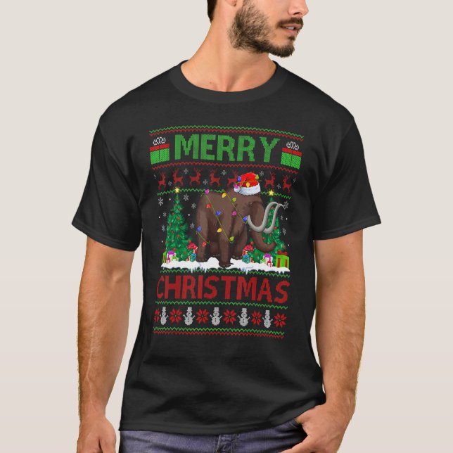 T-shirt Woolly   Xmas Tree Lights Ugly Santa Woolly Christ (Devant)
