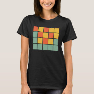 T-shirt Word Games Retro Orange Bleu Jaune Carrés Pour Ha