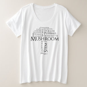 T-Shirt Word Mushroom Plus Size (Texte noir)