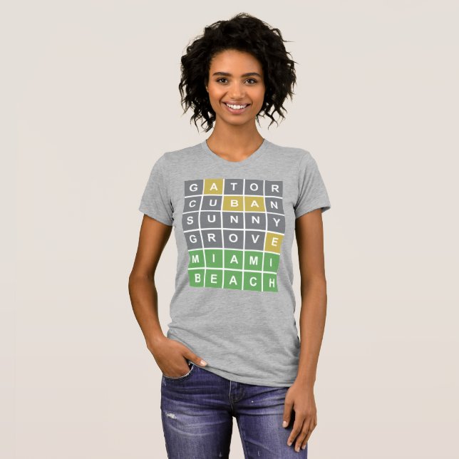 T-shirt Wordle Puzzle "Miami Beach" chemise 2 (Devant entier)