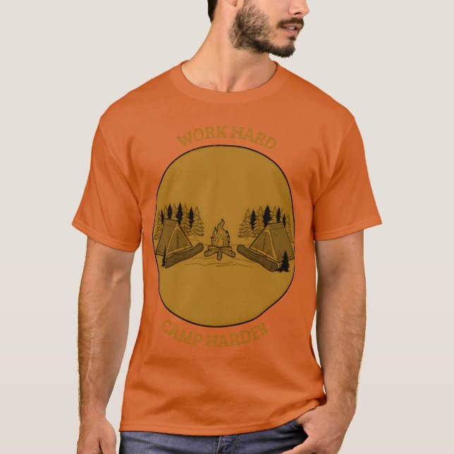 T-shirt Work Hard Camp Harder Camping boy (Devant)