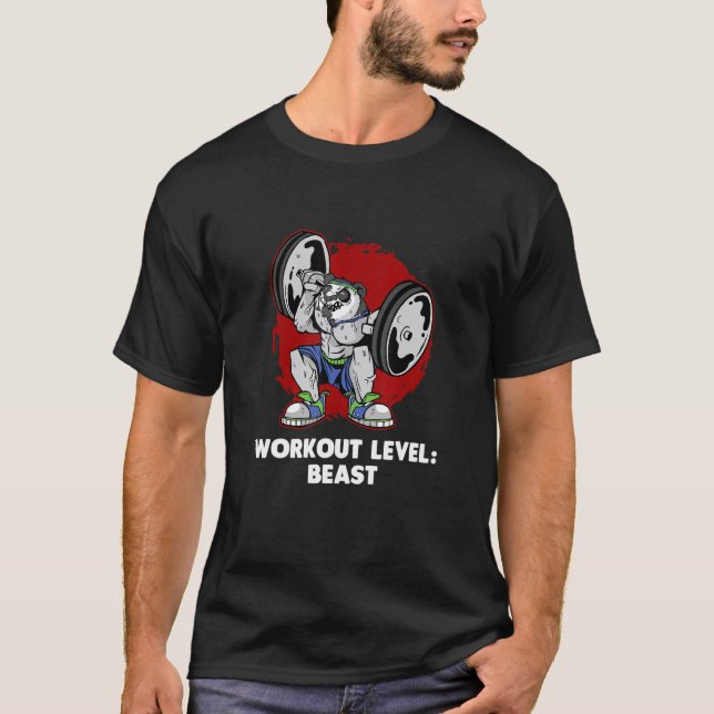T-shirt Workout Level Beast Gym Humor Exercise Fitness Mem (Devant)