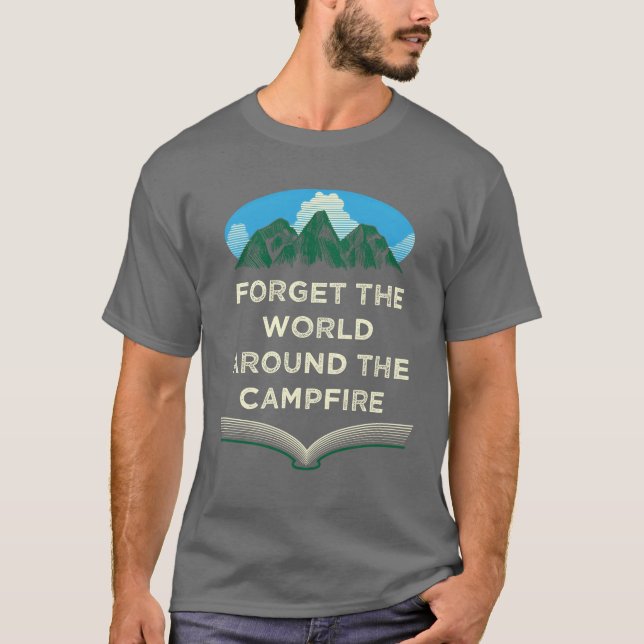 T-shirt World Around the Campfire Camping Sayings Camper Q (Devant)