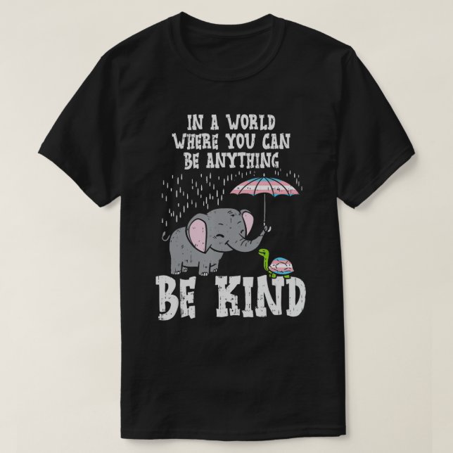 T-shirt World Be Kind Elephant Trans Turtle Transgender LG (Design devant)