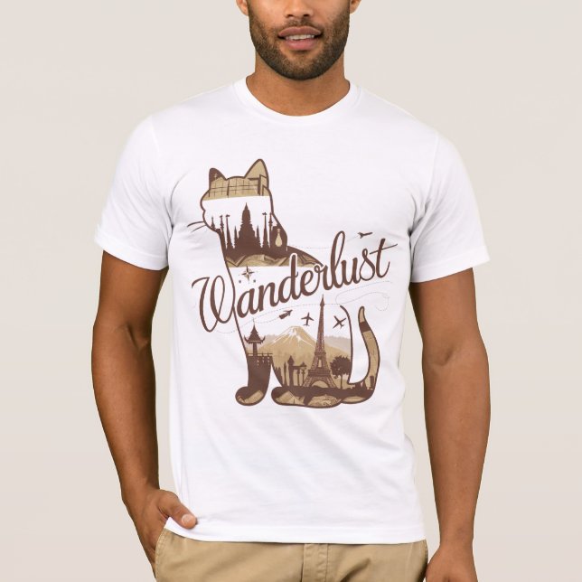 T-shirt World de Chat de Voyage | Wanderlust (Devant)