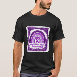 T-shirt World Elder Abuse Awareness Rainbow Leopard Ribbon
