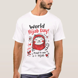 T-shirt World Hijab Day Cute Cat Illustration – Proud to W