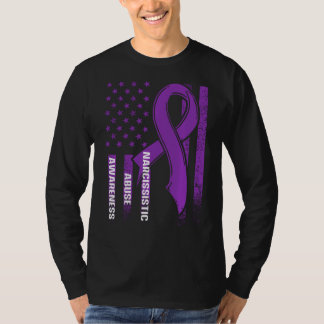 T-shirt World Narcissy Abuse Awareness Us Drapeau Survivo