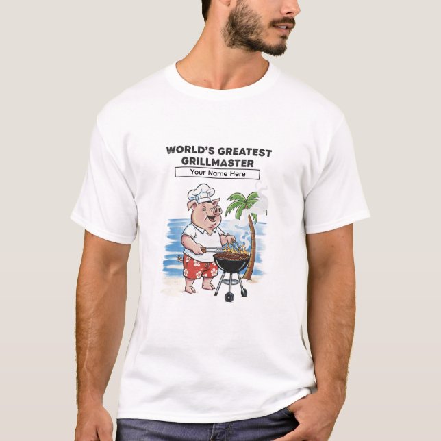 T-shirt World's Greatest Grillmaster Personalized Cartoon  (Devant)