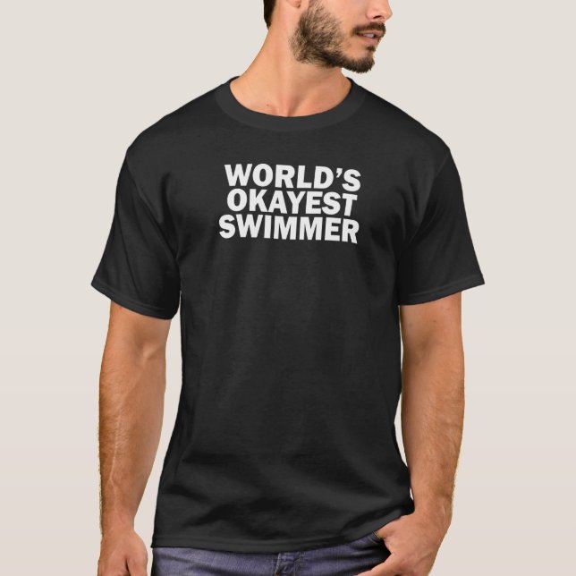 T-shirt World's Okayest Swimmer, Swim Dad Premium (Devant)