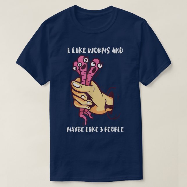 T-shirt Worm Farmer Hand Catch Worms J'Aime Les vers Et Ma (Design devant)