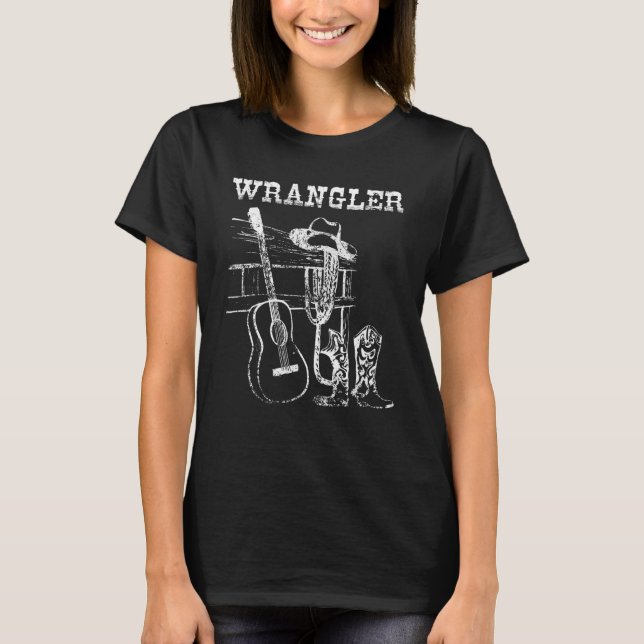 T-shirt Wrangler Guitar Music Outlaw 90s  Legends Live For (Devant)