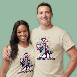 T-shirt Wranglin' Canines Funny Cowgirl pour Amoureux de l