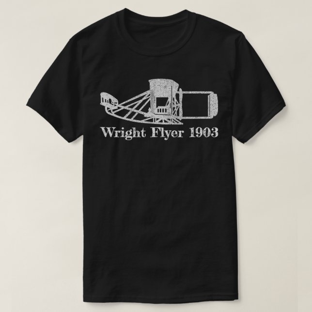 T-shirt Wright Brothers Flyer Premier avion Blueprint Gi (Design devant)