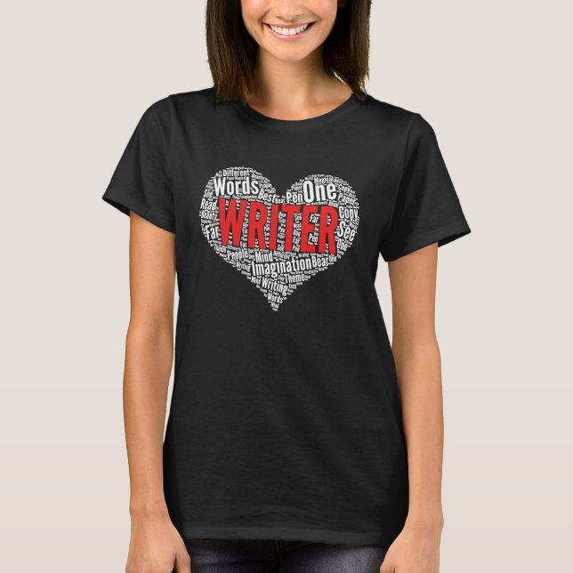 T-shirt Writer Heart Shape Word Cloud (Devant)
