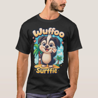 T-shirt Wuffoo Surffie Chiot Mignon Kawaii Île Tropicale