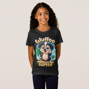 T-Shirt Wuffoo Surffie Mignon Kawaii Chien Île Tropicale