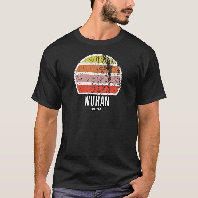 T-shirt Wuhan Chine Abstrait Sunset Souvenir (Devant)