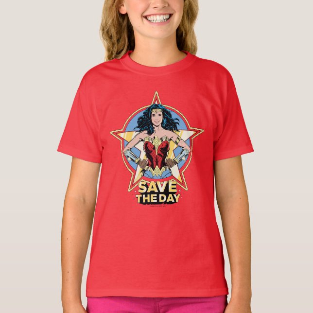 T-shirt WW84 | Save the Day Wonder Woman Retro Comic Art (Devant)