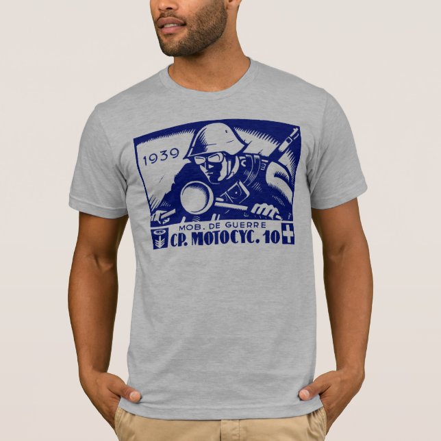 T-shirt WWII Swiss Motorcycle Company, bleue (Devant)