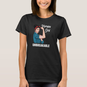 T-shirt Wyoming Girl'incassable State Map Drapeau Souvenir