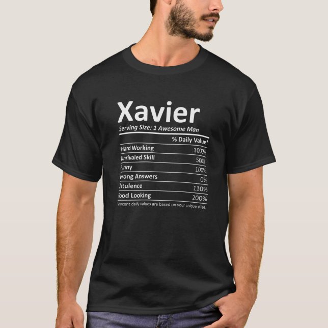 T-shirt XAVIER Nutrition Funny Anniversaire Nom personnali (Devant)